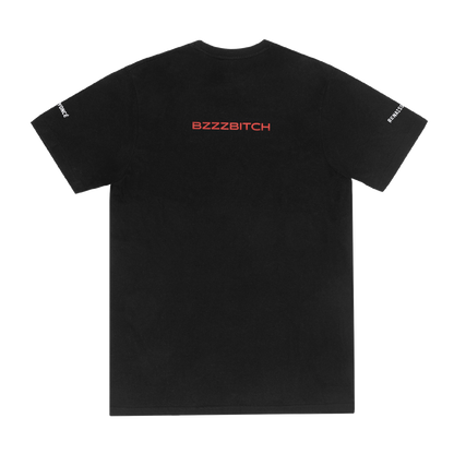 Beyoncé ROBO B short sleeve tee back in black with minimalist red text detail and modern tour merch aesthetic design