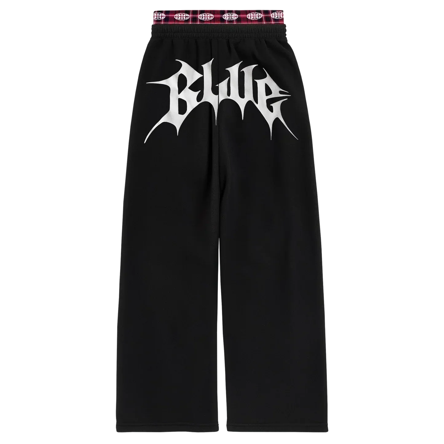 BIC black wide leg sweats with bold white back logo, Beyoncé merch back view